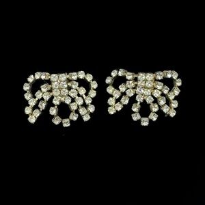 VINTAGE Crystal Bow Shoe Clips